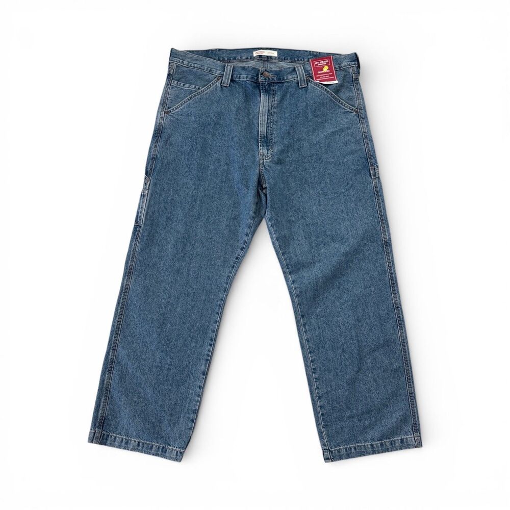 Levi Strauss Signature Carpenter Jeans Mens W40 L30 Blue Denim Hammer Loop NWT